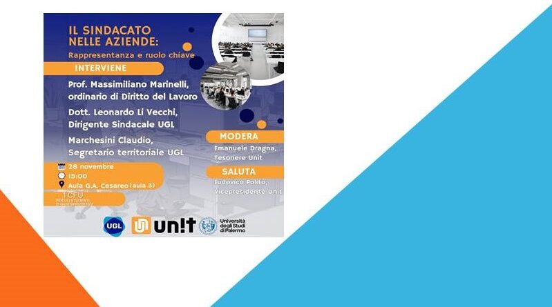 A Palermo seminario “Il sindacato nelle aziende: Rappresentanza e ruolo chiave”